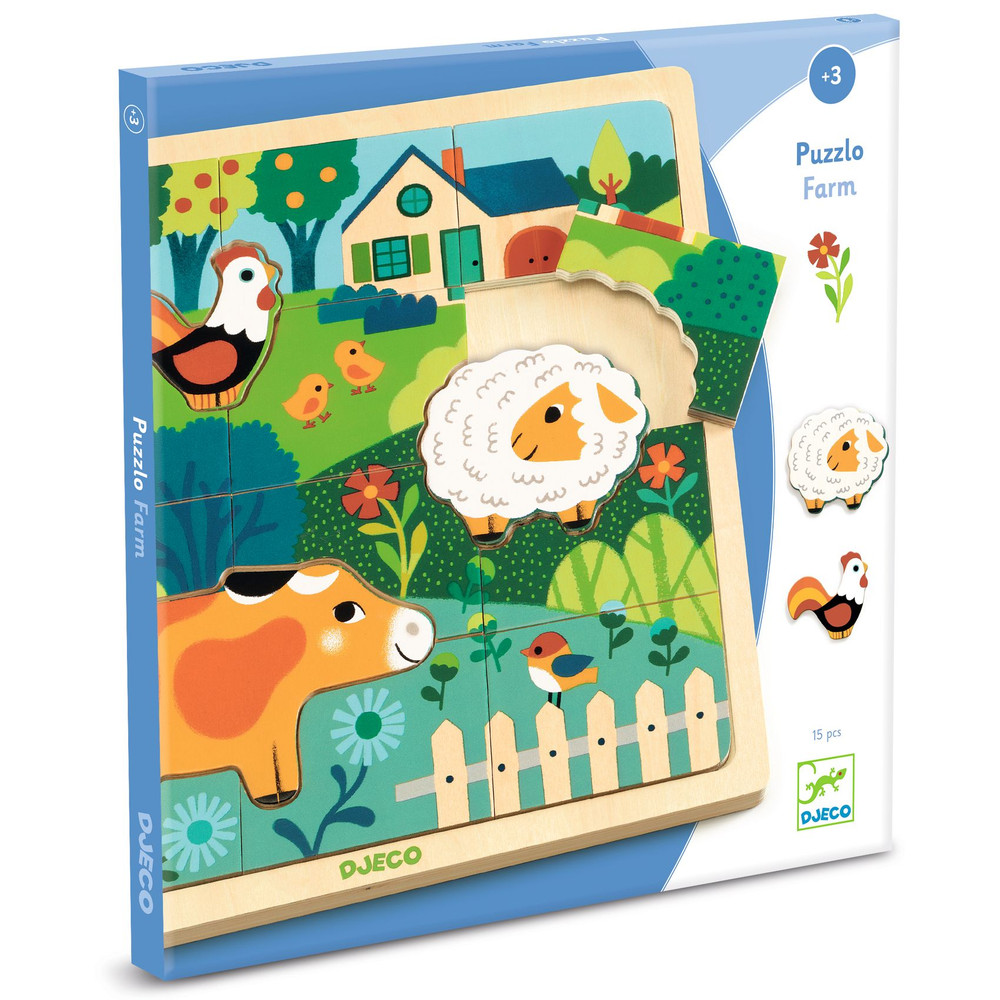 Djeco Formaillesztő, formaberakó – Tanyasi állatok (Puzzlo Farm)