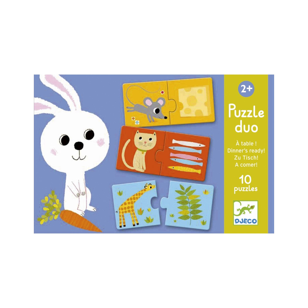 Djeco Párosító puzzle - Ki mit eszik?, 20 db-os - Dinner's ready!