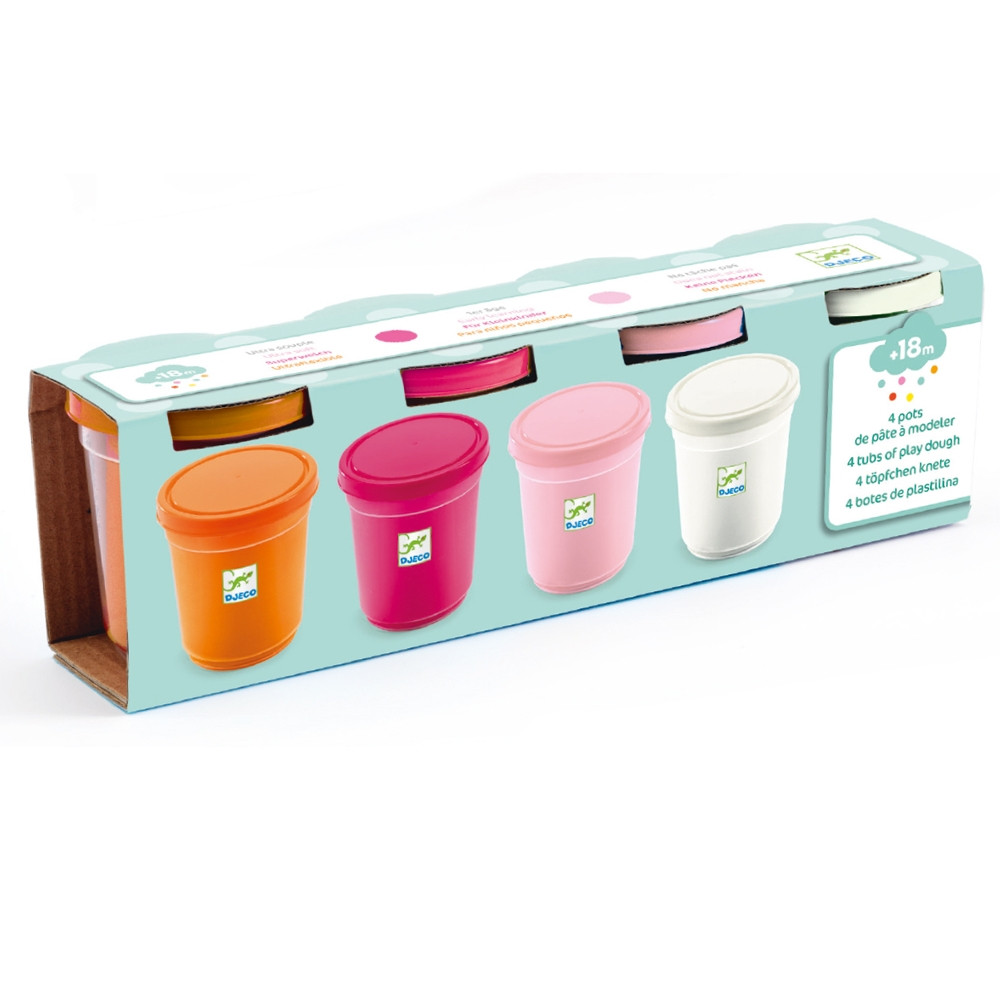 Djeco Gyurma - Pillegyurma - 4 tubs of play dough, Sweet Djeco Gyurma - Pillegyurma - 4 tubs of play dough, Sweet