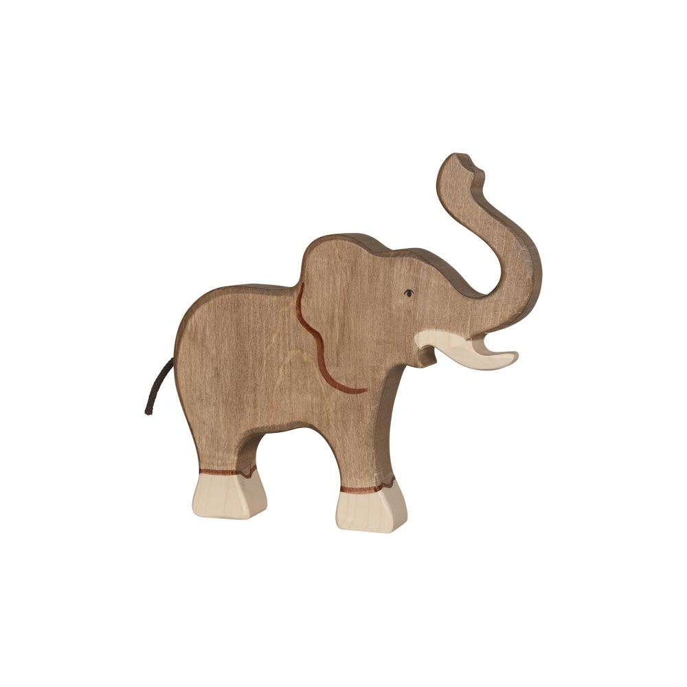 Holztiger elefánt felemelt ormánnyal