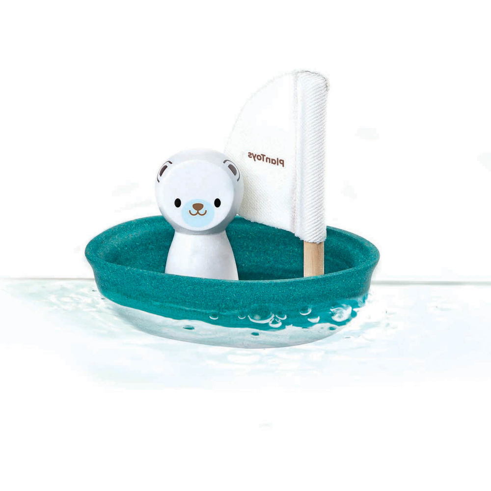 PlanToys fa vitorláshajó jegesmedvével