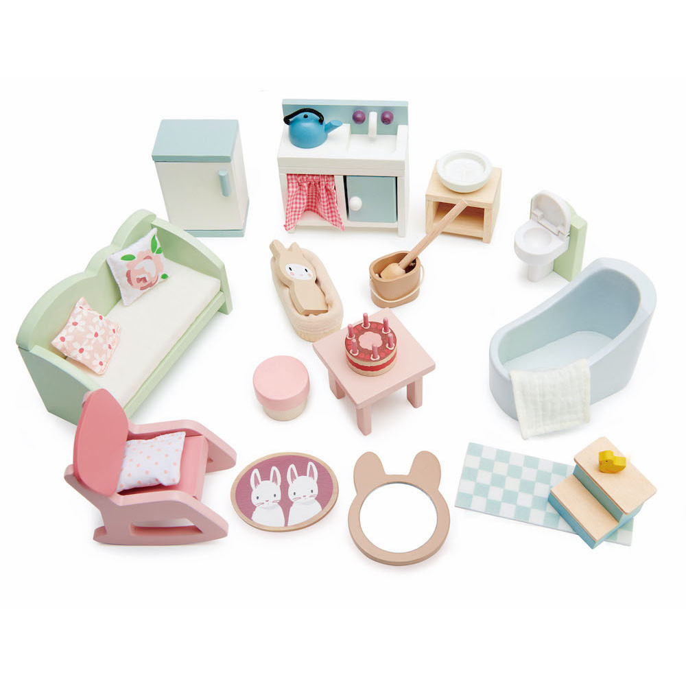 Tender Leaf Toys babaház bútor szett vidéki ház