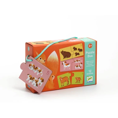 Djeco Baby Animals párosító puzzle Ki a kicsinye