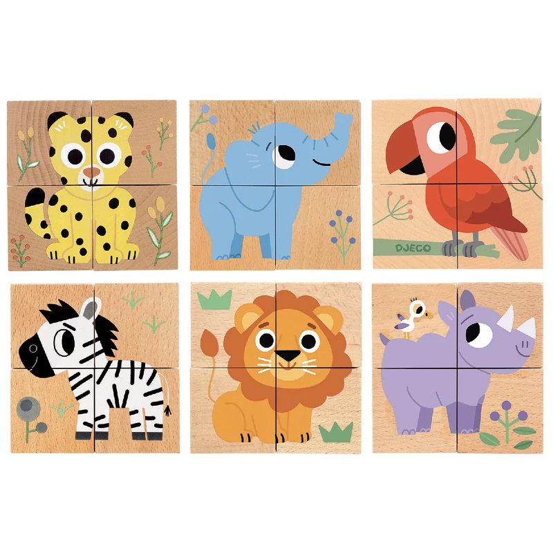 Djeco forgatható állatos kockakirakó puzzle allatai